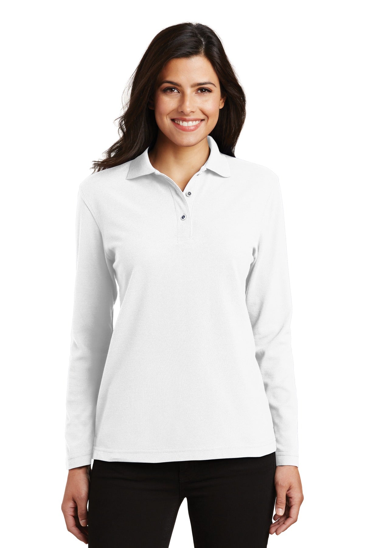 Port Authority® Ladies Silk Touch™ Long Sleeve Polo. L500LS