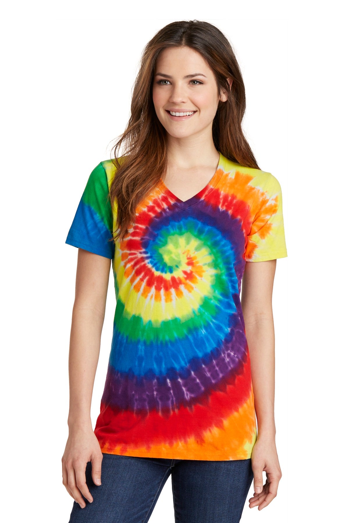 Port & Company® Ladies Tie-Dye V-Neck Tee. LPC147V