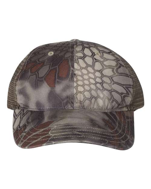 111P Garment Washed Printed Trucker Cap