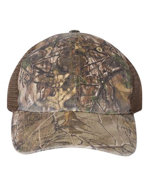 111P Garment Washed Printed Trucker Cap